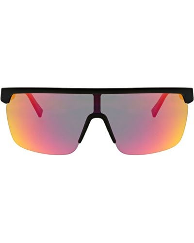 Hurley 63mm Semi Rim Shield Polarized Sunglasses - Black
