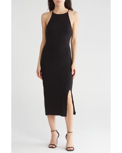 Rachel Parcell Side Slit Knit Midi Dress - Black