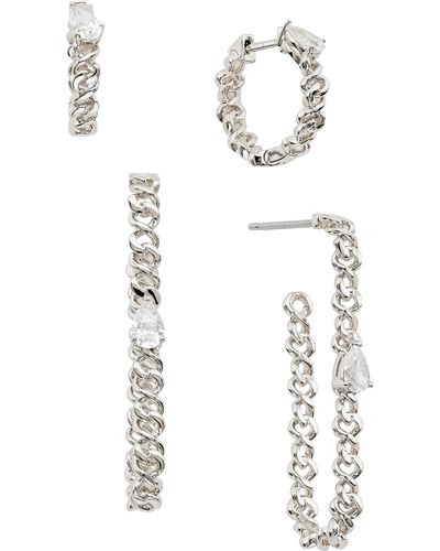 Nadri Lux Set Of 4 Chain Hoop Earrings - Metallic