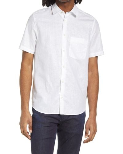 Ted Baker Addle Short Sleeve Linen & Cotton Button-up Shirt - White