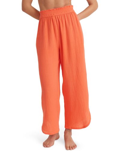 Marine Layer Corinne Wide Leg Double Cloth Cotton Pants - Orange