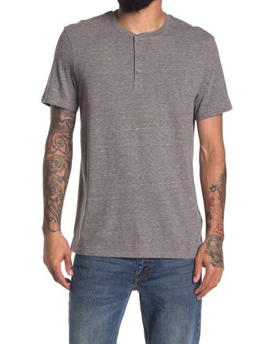 Abound Short Sleeve Heathered Henley T-shirt - Gray