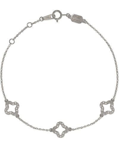 Suzy Levian 14k Gold Diamond Clover Bracelet - White