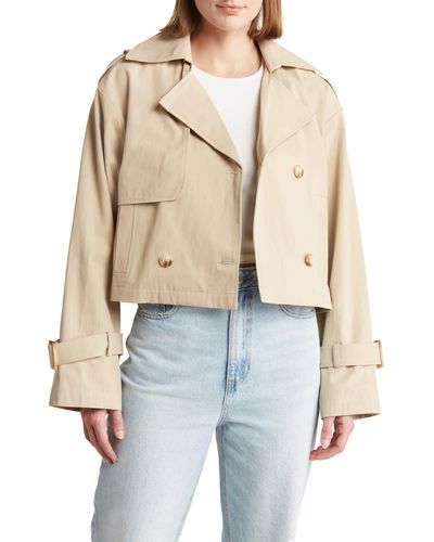 Elodie Bruno Double Breasted Crop Trench Coat - Blue