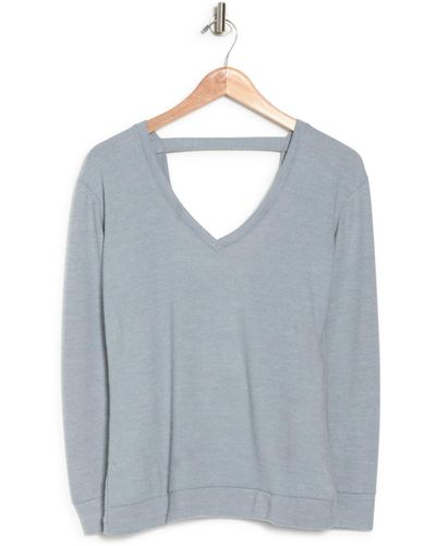 Go Couture Back Cutout Long Sleeve Top - Gray
