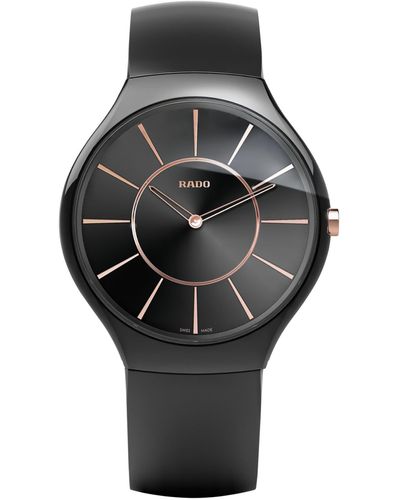 Rado True Thin Ceramic Strap Watch - Black