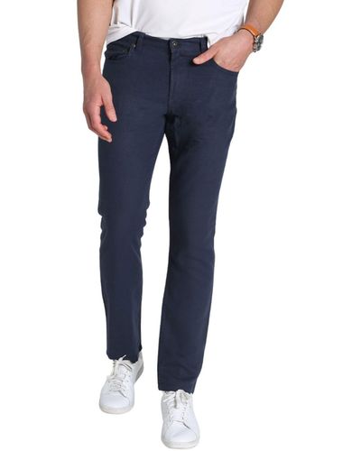 Jachs New York Straight Leg Linen Blend 5-pocket Pants - Blue