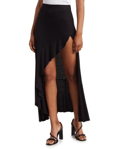 Go Couture Ruffle Side High-low Skirt - Black