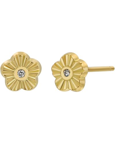 Bony Levy Icon 18k Yellow Gold Diamond Flower Stud Earrings - Metallic
