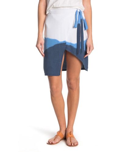 Go Couture Faux Wrap Slit Skirt - Blue