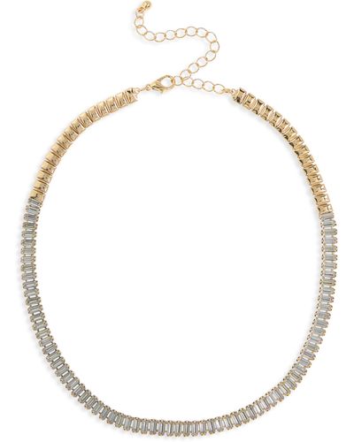 Cara Baguette Crystal Collar Necklace - White