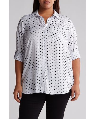 Velvet Heart Elisa Polka Dot Button-up Shirt - White