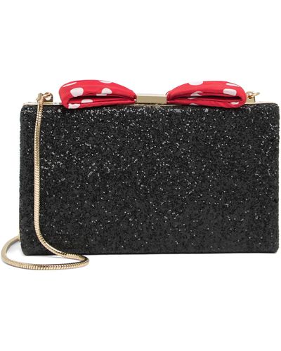 Kate Spade Minnie Mouse Bow Clasp Glitter Clutch - Black