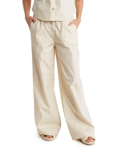 Kensie Cotton Wide Leg Pants - Natural