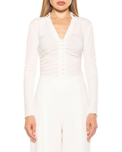 Alexia Admor Alina Long Sleeve Ruched Top - White