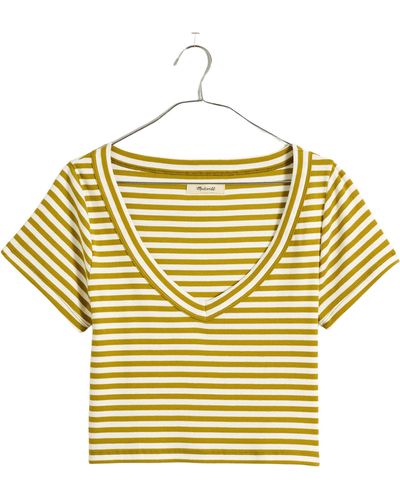 Madewell Brightside Stripe V-neck Crop Tee - Yellow