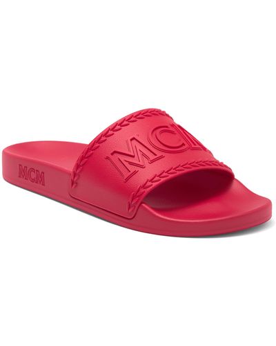 MCM Logo Rubber Slide Sandal - Red