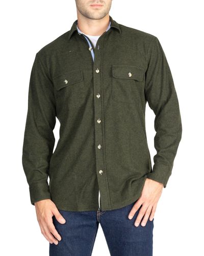 Tailorbyrd Solid Melange Sweater Shirt - Green