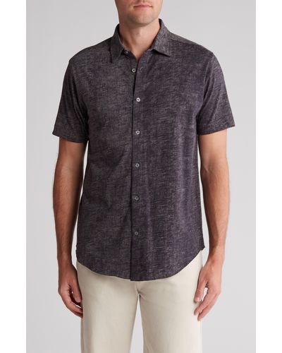COASTAORO Wavy Crosshatch Short Sleeve Shirt - Gray