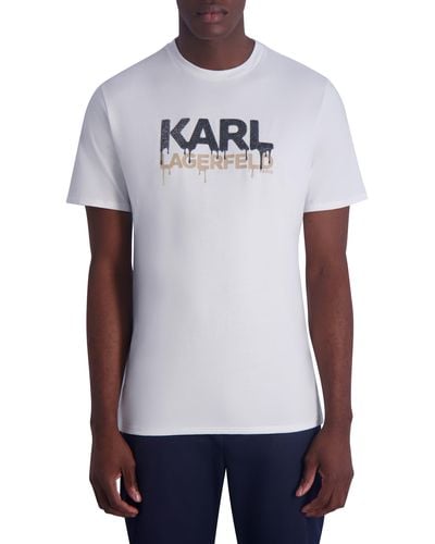 Karl Lagerfeld Drip Logo Graphic Print T-shirt - Blue