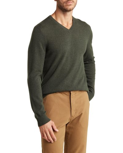 Autumn Cashmere V-neck Merino Wool & Cashmere Sweater - Green