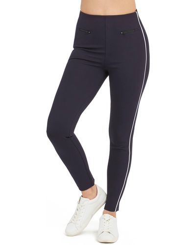Spanx The Perfect Pant Piped Ankle Skinny Pants - Blue