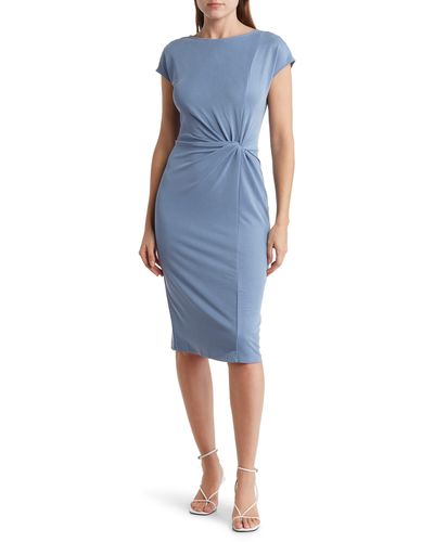 Nordstrom Side Knot Modal Blend Midi Dress - Blue