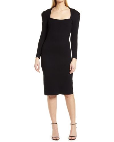 Eliza J Long Sleeve Body-con Dress - Black