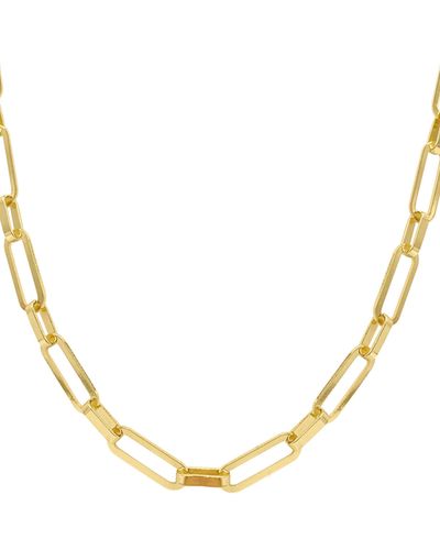 Adornia Water Resistant 14k Yellow Gold Plated Stainless Steel Sharp Edge Paperclip Chain Necklace - Natural
