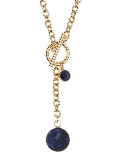 DKNY Crystal Charm Toggle Y-necklace In Gold/blue At Nordstrom Rack