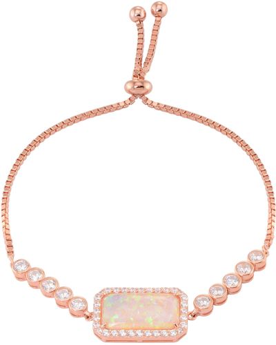 CANDELA JEWELRY Imitation Opal & Cubic Zirconia Slider Bracelet - Pink