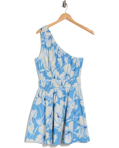 Steve Madden Floral One-shoulder Minidress - Blue