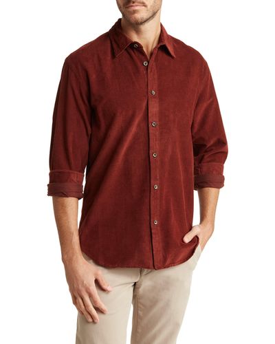 COASTAORO Long Sleve Corduroy Shirt - Red