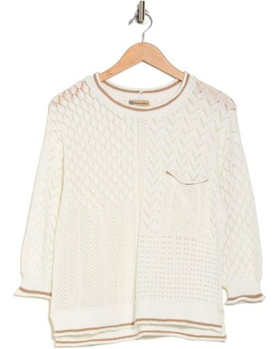 Democracy Pointelle Tipped Sweater - Natural