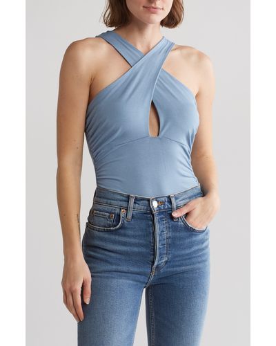 Vici Collection Selena Ruched Bodysuit - Blue