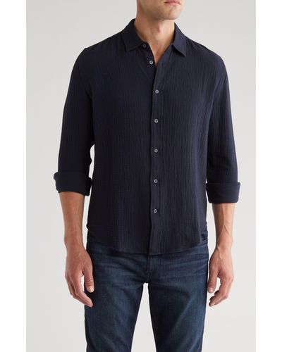 Joe's Theo Textured Cotton Button-up Shirt - Blue