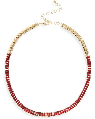 Cara Baguette Crystal Collar Necklace - Red