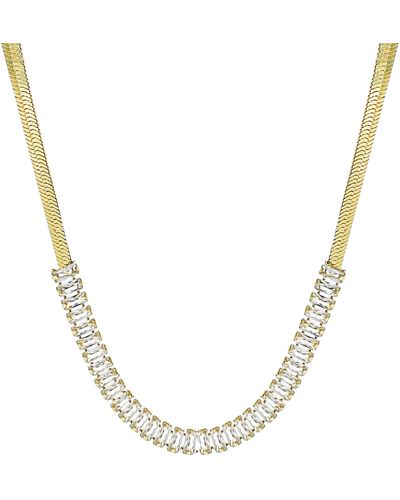 Panacea 14k Gold Plated Baguette Crystal Necklace - Metallic