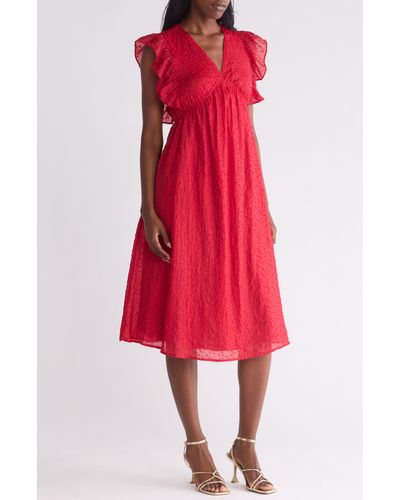 Wishlist Jacquard Babydoll Dress - Red