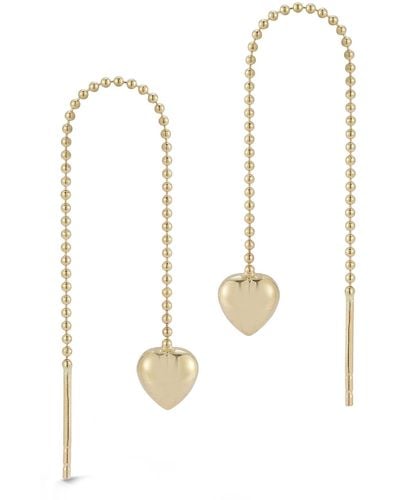 Ember Fine Jewelry 14k Yellow Gold Heart Drop Threader Earrings - White