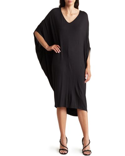 Go Couture Dolman Batwing Sleeve Midi Dress - Black