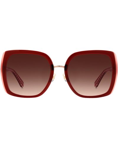 Kate Spade Kimber 56mm Gradient Square Sunglasses - Red