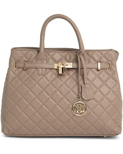 Badgley Mischka Large Diamond Quilted Tote Bag - Brown