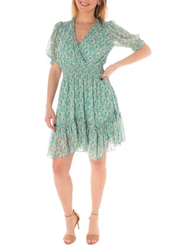 Taylor Dresses Patterned Smocked Dress - Green