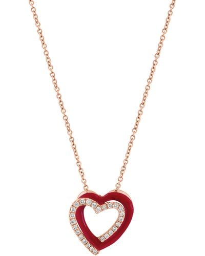 Effy 14k Rose Gold Diamond Heart Pendant Necklace - White