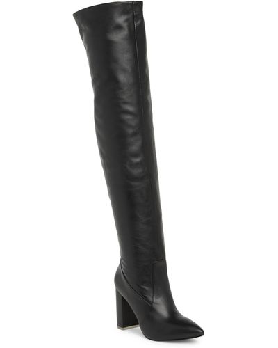 Black Suede Studio Tracy Over The Knee Leather Boot At Nordstrom Rack - Black