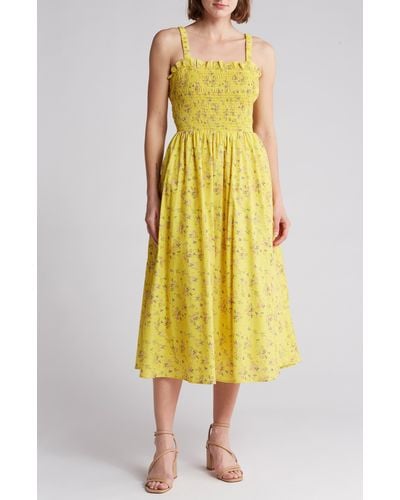 English Factory Floral Smocked Sundress - Yellow