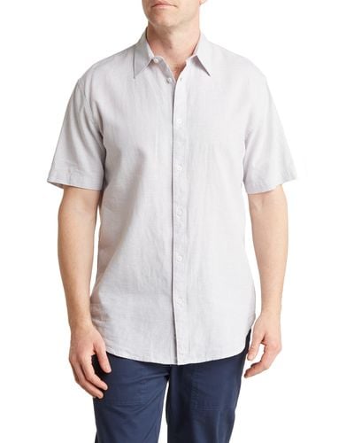COASTAORO Key Largo Short Sleeve Linen Blend Button-up Shirt - White