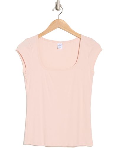 Melrose and Market Cap Sleeve Cotton Blend T-shirt - Pink