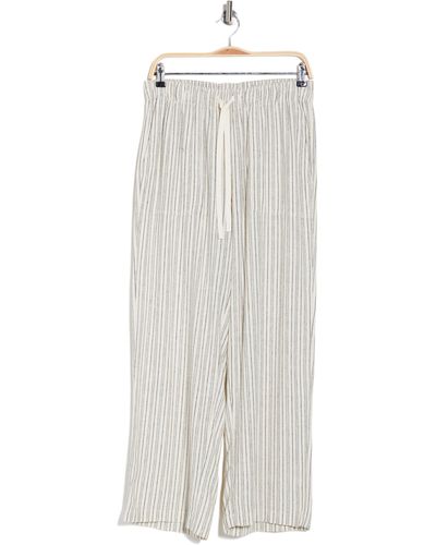 Lucky Brand Stripe Linen Blend Wide Leg Pants - White